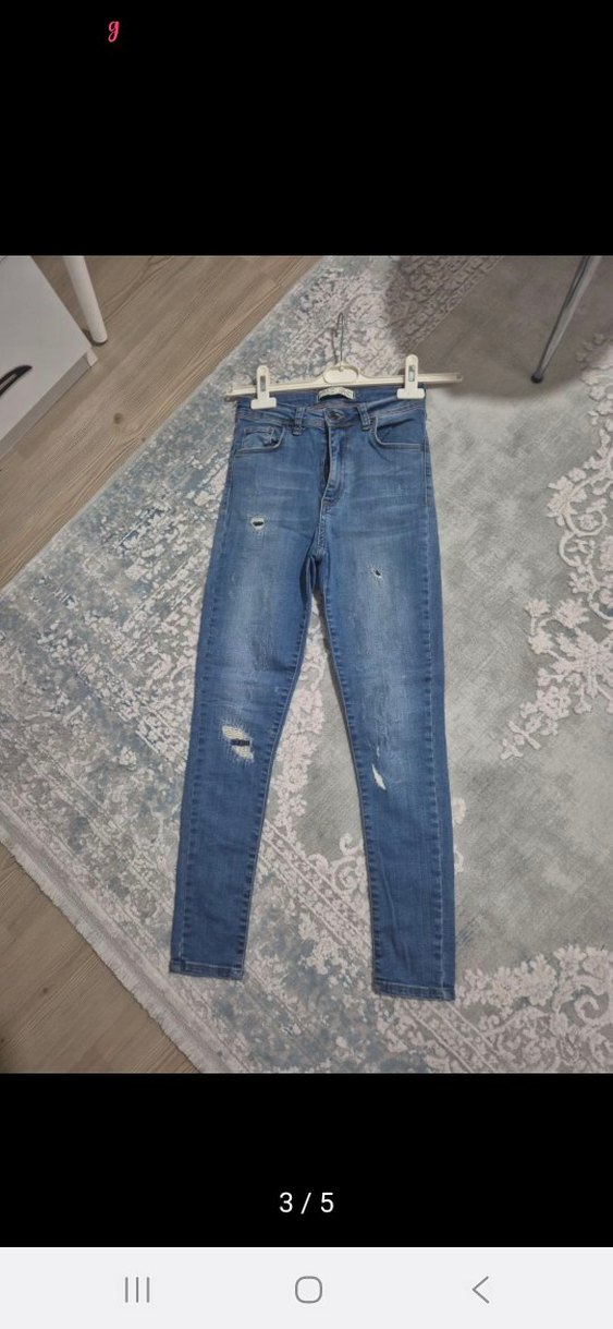 Gri Tonlu Mavi Kadın Denim Jean - Görsel 2