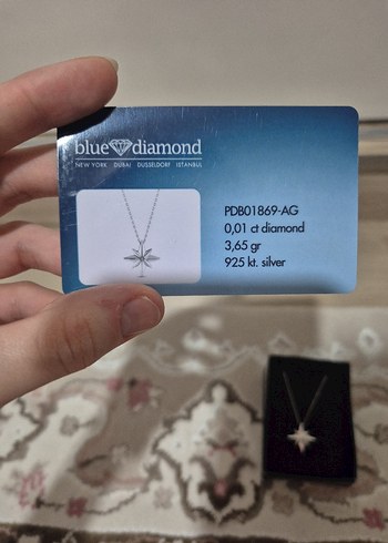 Blue Diamond Pırlanta gümüş kolye - Görsel 4