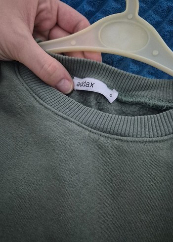 Yeşil Kadın Sweatshirt, Bisiklet Yaka, Salaş Kesim Crop - Görsel 6
