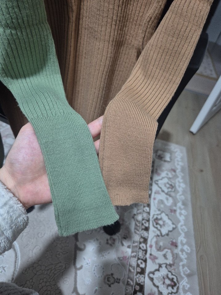 Kahverengi Uzun Kollu Boğazlı Kazak - Görsel 2