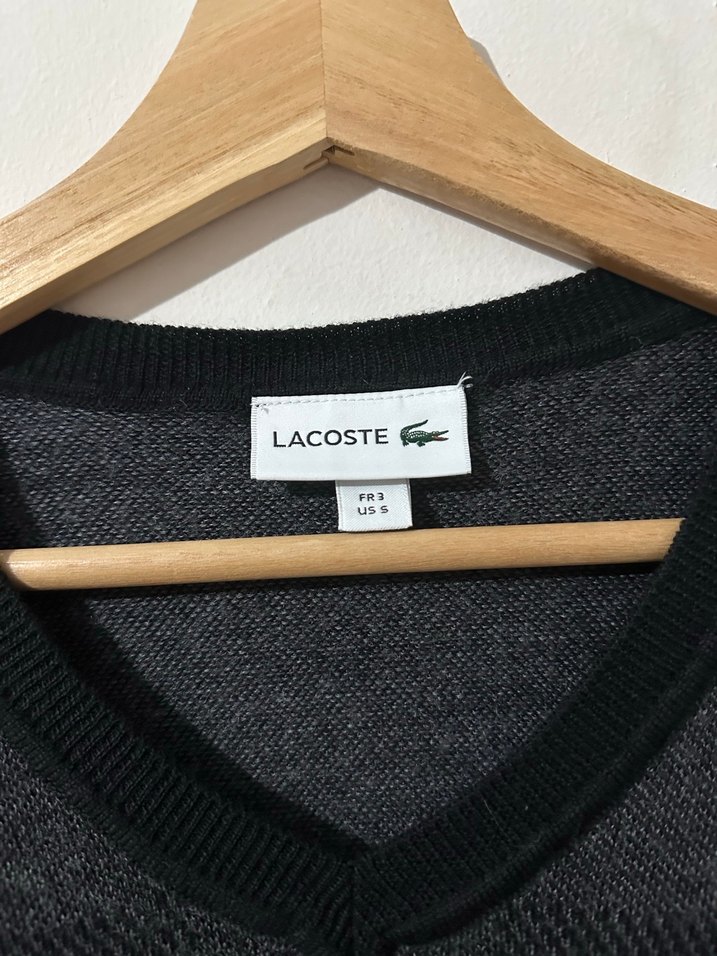 Lacoste Orijinal V Yaka Kazak (FR3 / S Beden)  Antrasit - Görsel 2