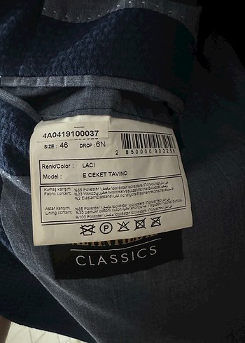 Altınyıldız Classics Lacivert Erkek Ceket 46 Beden - Görsel 2