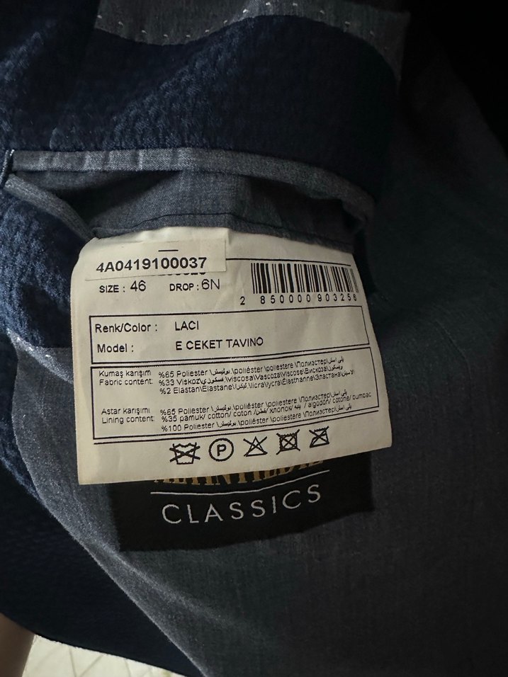 Altınyıldız Classics Lacivert Erkek Ceket 46 Beden - Görsel 2