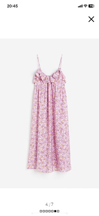 m Beden mor Renk H&M farbalalı elbise