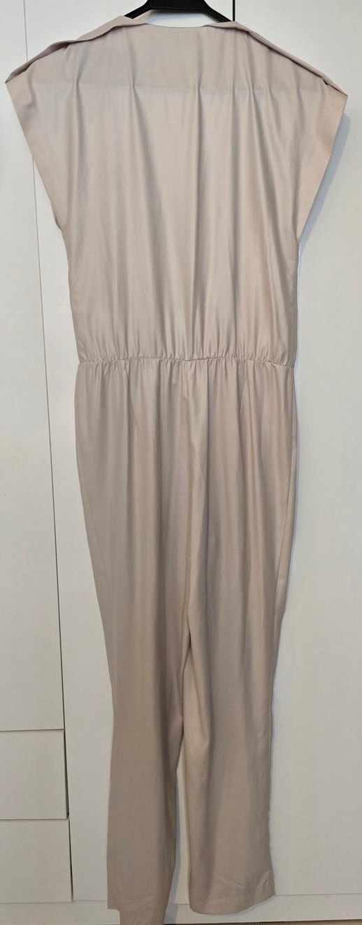 Bej Uzun Drapeli Kadın Tulum - Görsel 2