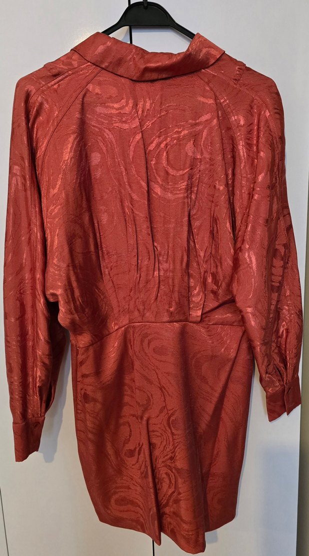 Kadın Bakır turuncu Saten Düğmeli Midi elbise - Görsel 2