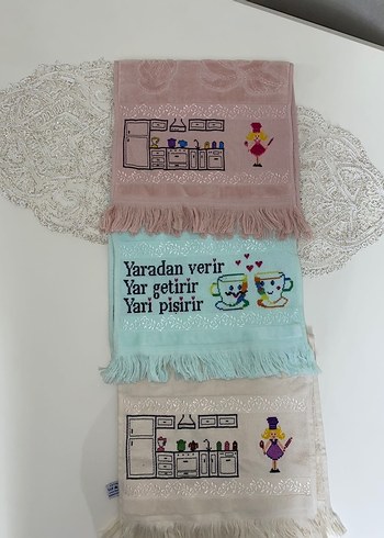 Nakışlı Pastel Renkli Mutfak Havluları - Görsel 3