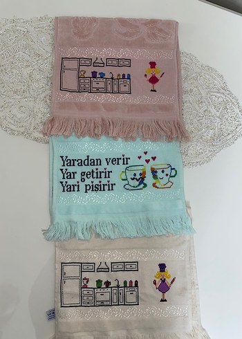 Nakışlı Pastel Renkli Mutfak Havluları - Görsel 2