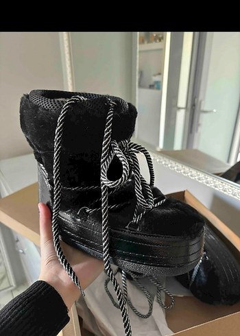 Siyah kürk kar botu moon boot - Görsel 3