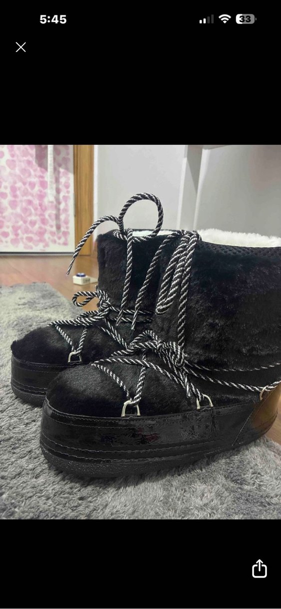 Siyah kürk kar botu moon boot - Görsel 4