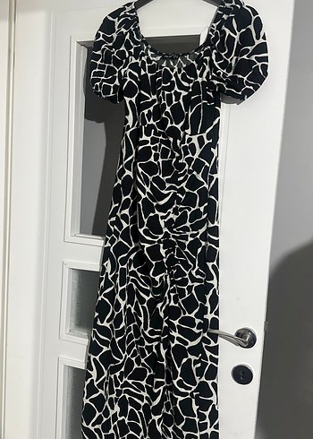 Uzun Zebra Desenli Kadın Elbise - Görsel 2