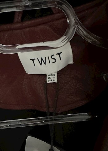 Twist Bordo Kapüşonlu Kadın Deri Ceket - Görsel 4