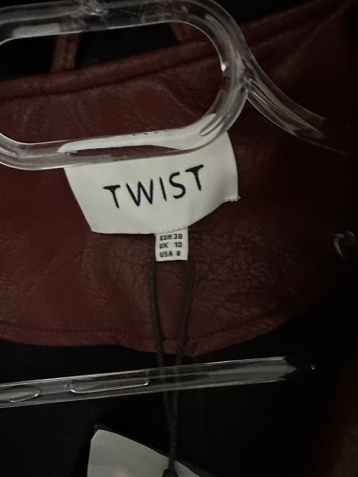 Twist Bordo Kapüşonlu Kadın Deri Ceket - Görsel 4