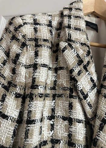 Zara Düğmeli Ekose Midi Kadın Blazer - Görsel 3