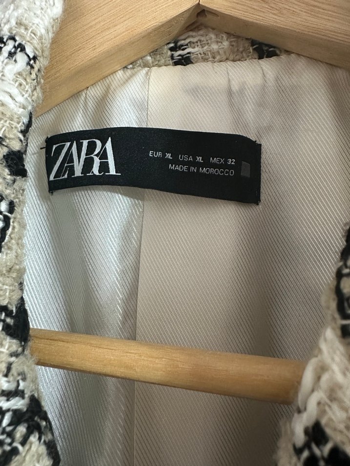 Zara Düğmeli Ekose Midi Kadın Blazer - Görsel 4