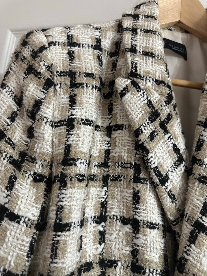 Zara Düğmeli Ekose Midi Kadın Blazer - Görsel 3