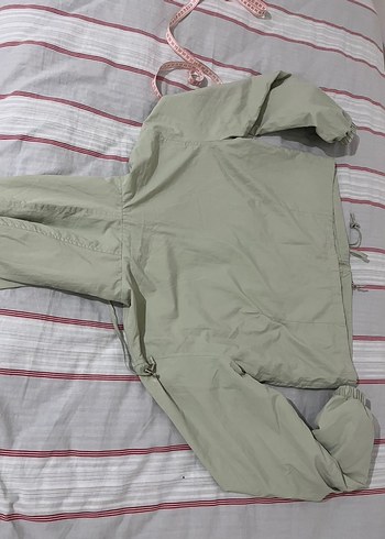 Su yeşili Kadın Kapüşonlu Fermuarlı Ceket - Görsel 3