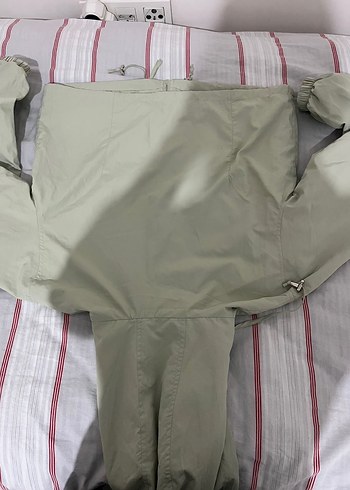 Su yeşili Kadın Kapüşonlu Fermuarlı Ceket - Görsel 4