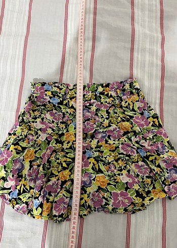 Çiçek Desenli Mini Etek, Fırfırlı, şort etek - Görsel 2