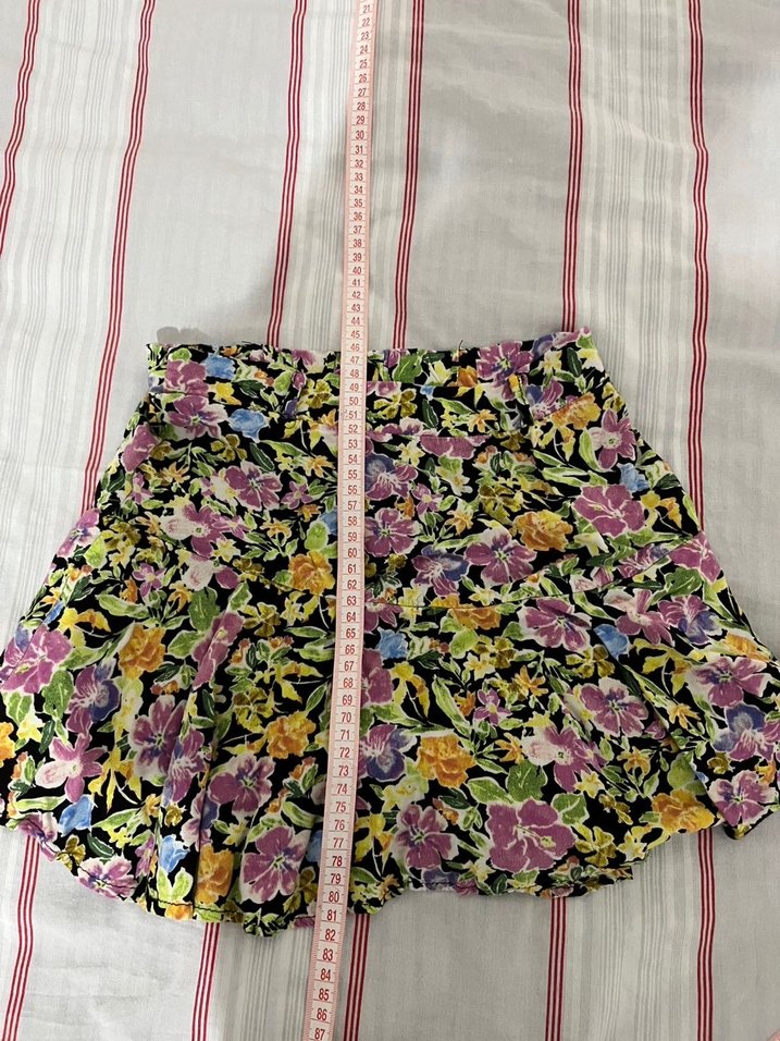 Çiçek Desenli Mini Etek, Fırfırlı, şort etek - Görsel 2