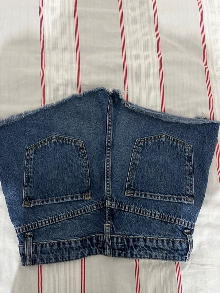 Kadın Mavi Kot Şort,Bol Kesim - Görsel 4