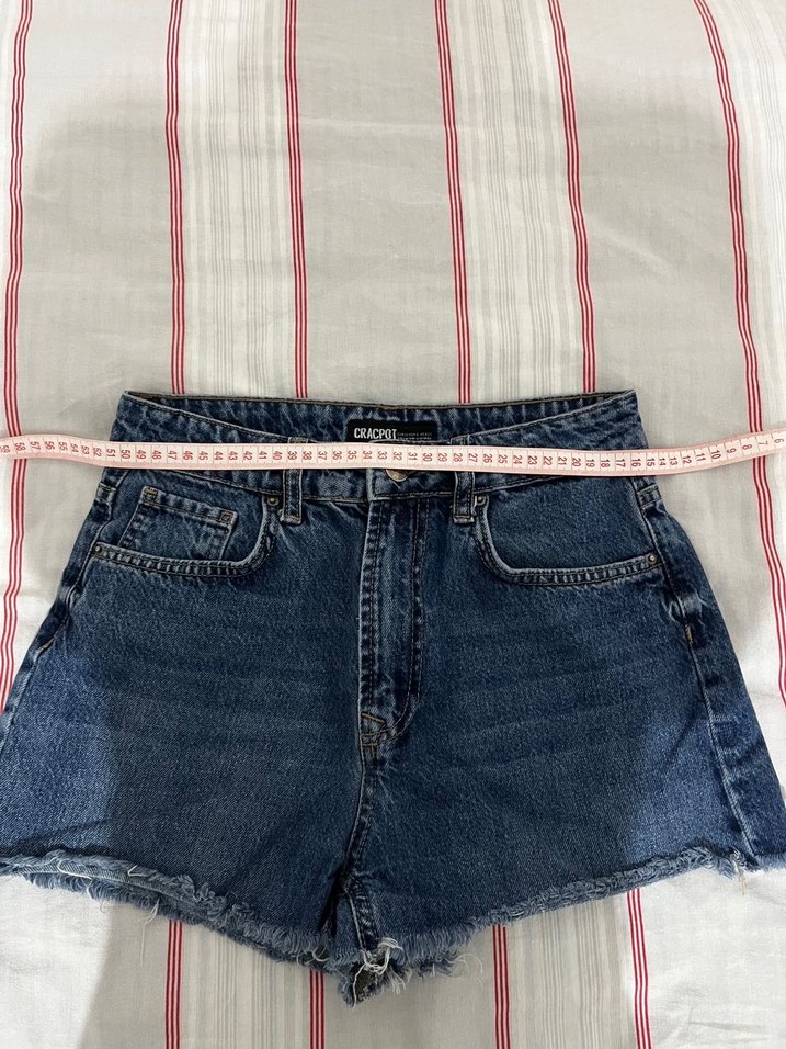 Kadın Mavi Kot Şort,Bol Kesim - Görsel 2