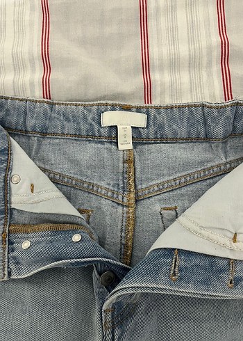 Düğmeli  Denim Mini Etek - Görsel 3