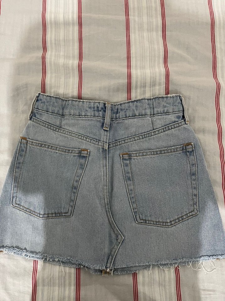 Düğmeli  Denim Mini Etek - Görsel 4