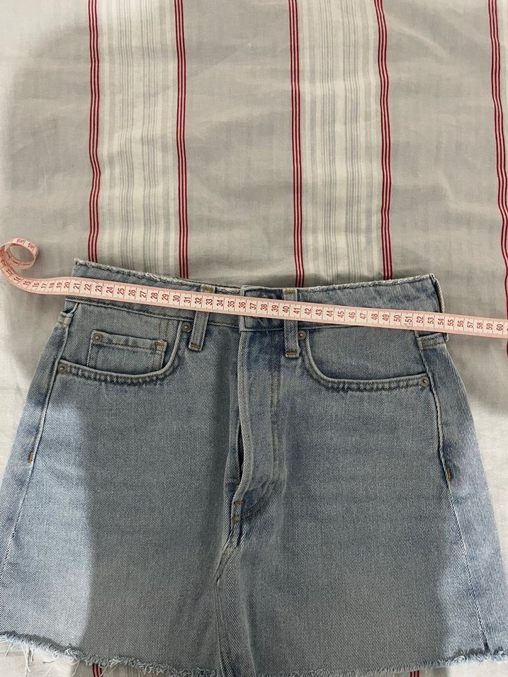 Düğmeli  Denim Mini Etek - Görsel 2