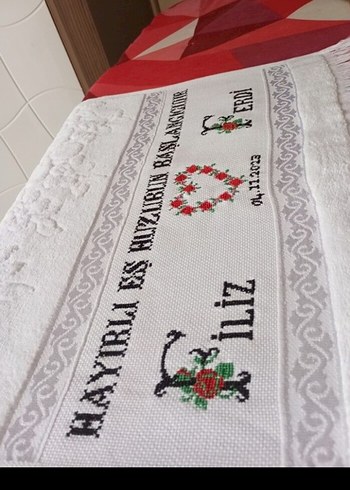 Nakışlı Parlak Beyaz Mutfak Havlusu - Görsel 10