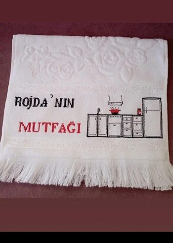 Nakışlı Parlak Beyaz Mutfak Havlusu - Görsel 9