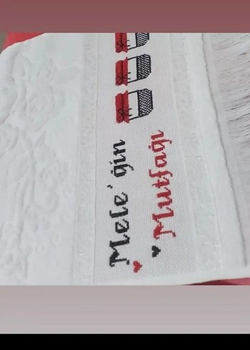 Nakışlı Parlak Beyaz Mutfak Havlusu - Görsel 7