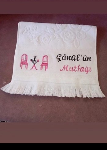 Nakışlı Parlak Beyaz Mutfak Havlusu - Görsel 8