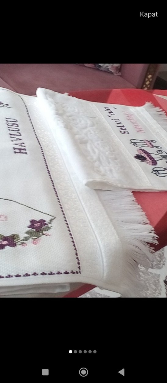 Nakışlı Parlak Beyaz Mutfak Havlusu - Görsel 3