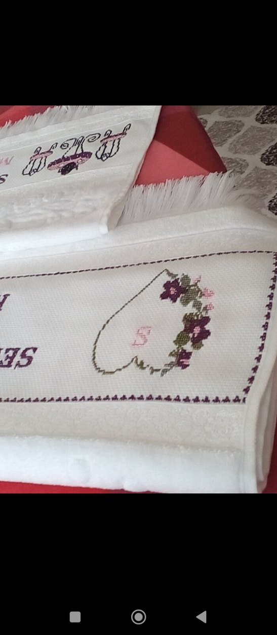 Nakışlı Parlak Beyaz Mutfak Havlusu - Görsel 2