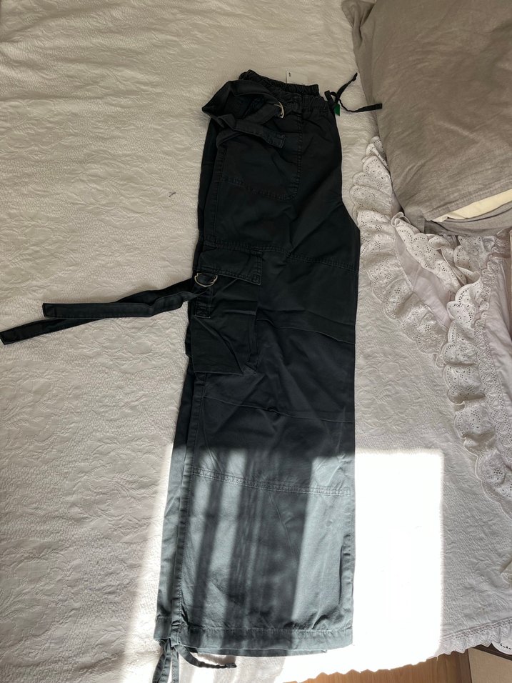 Gri Bol Kesim Kadın Kargo Pantolon - Görsel 5