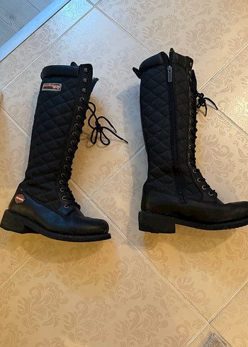 Siyah Deri Gotik Yüksek Topuklu Kadın Çizme - Görsel 2