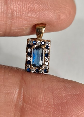 Mavi Taşlı Vintage Kadın Kolye Ucu - Görsel 3