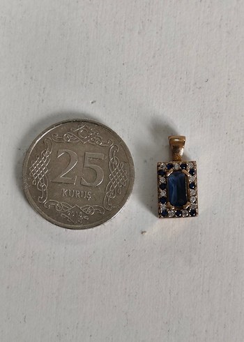 Mavi Taşlı Vintage Kadın Kolye Ucu - Görsel 2