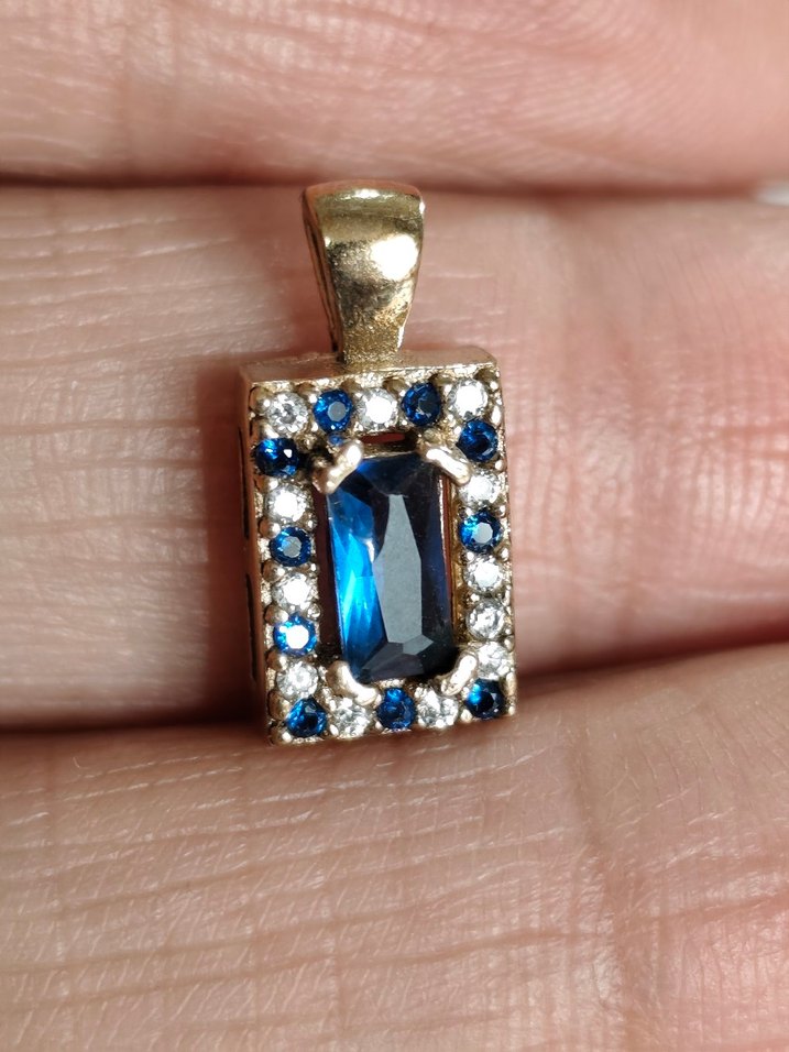 Mavi Taşlı Vintage Kadın Kolye Ucu - Görsel 4