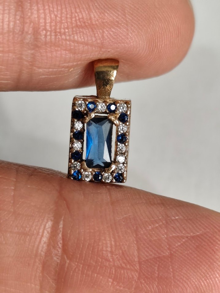 Mavi Taşlı Vintage Kadın Kolye Ucu - Görsel 3