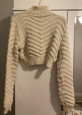 Bej Yarım Balıkçı Yaka Triko Kadın Kazak - Görsel 4