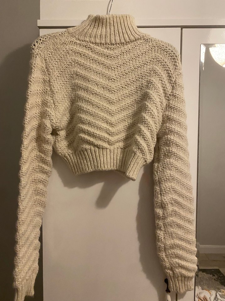 Bej Yarım Balıkçı Yaka Triko Kadın Kazak - Görsel 3