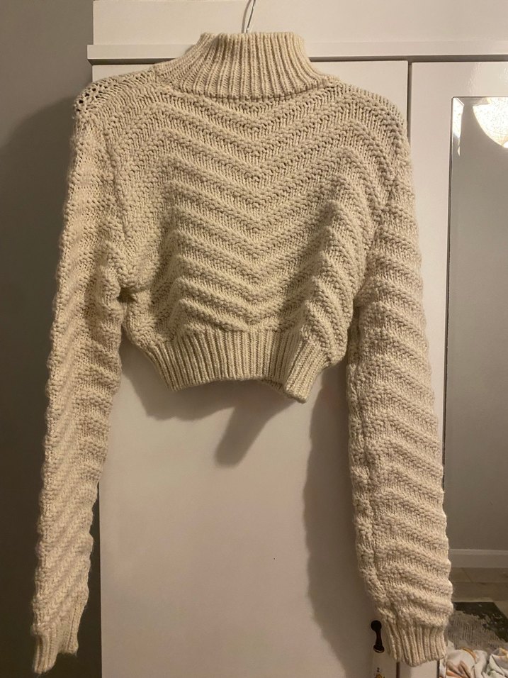 Bej Yarım Balıkçı Yaka Triko Kadın Kazak - Görsel 4