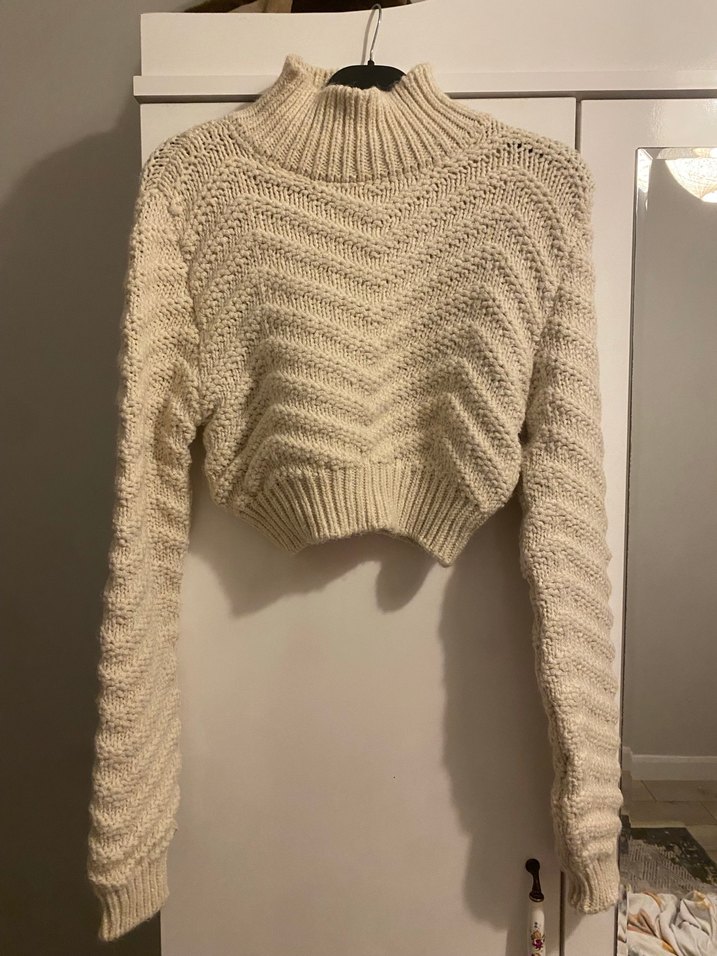 Bej Yarım Balıkçı Yaka Triko Kadın Kazak - Görsel 2