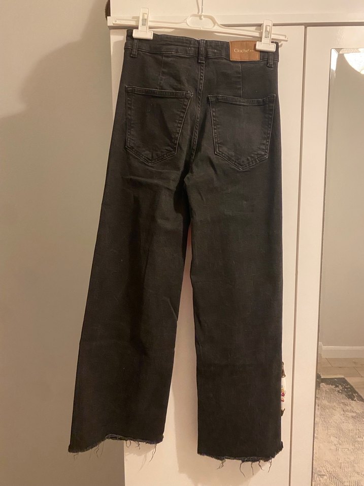 Siyah boru paça jean closhe - Görsel 3