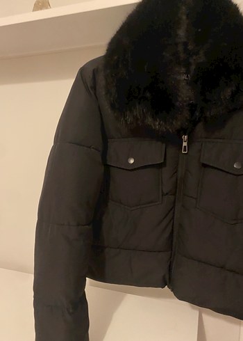 Kürklü Siyah Kadın mont - Görsel 3