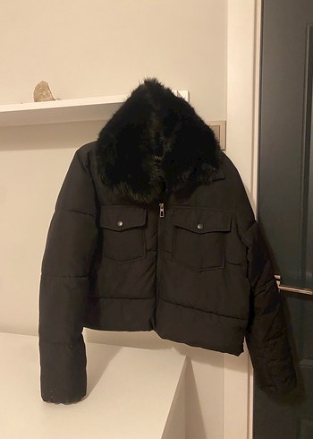 Kürklü Siyah Kadın mont - Görsel 2