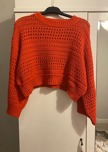 Kırmızı Örgü Kadın Triko Kazak - Görsel 2