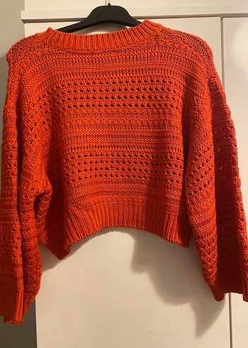 Kırmızı Örgü Kadın Triko Kazak - Görsel 4